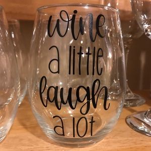 Wine a little laugh a lot stemless wine glass